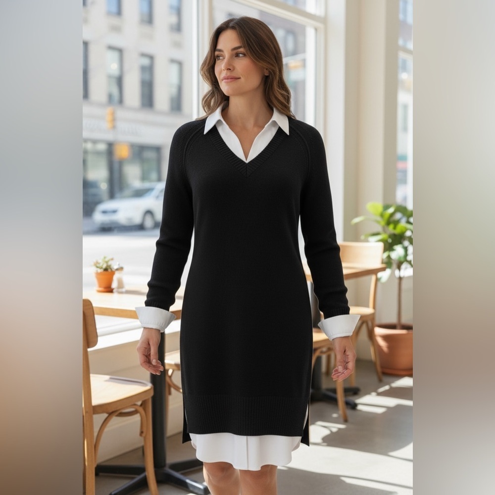 The Looker Layered V-Neck Sweater Dress Size XS